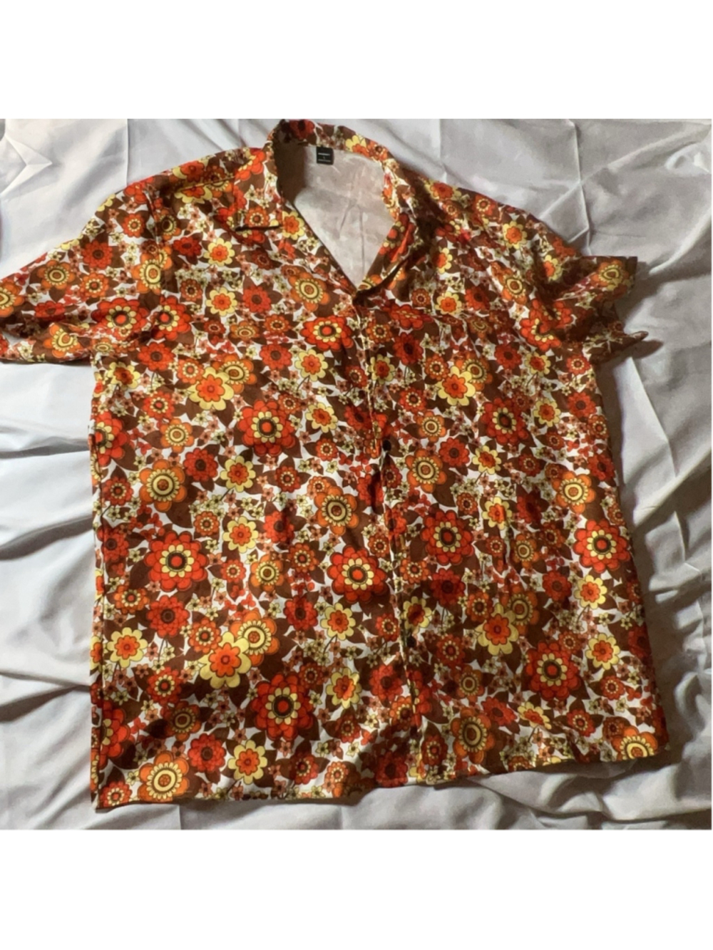 MANFINITY Shirt Mens L Multicolor Floral Button Up Short Sleeve Summer Casual